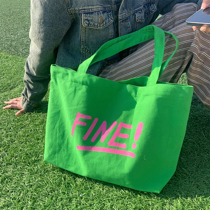 

Canvas Bag Handbags for Women Shoulder Bags Green Female Large Capacity Eco Storage Reusable Girls Shopper Totes Bag