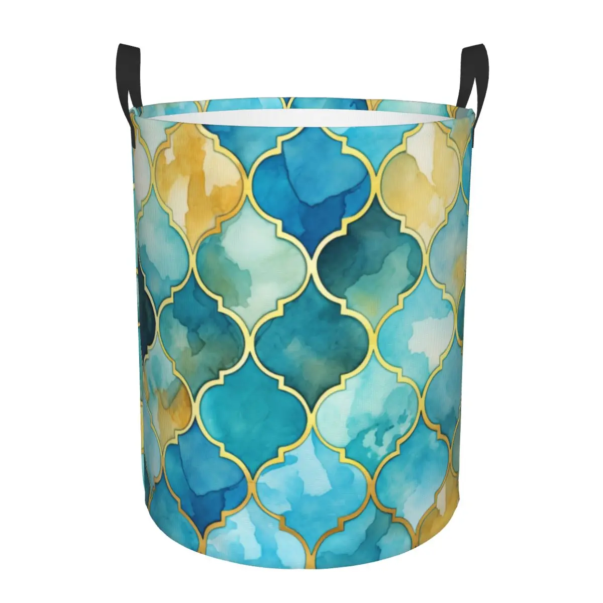 Корзина для белья Blue Aqua Gold Morrocan с модным блестящим принтом складная корзина