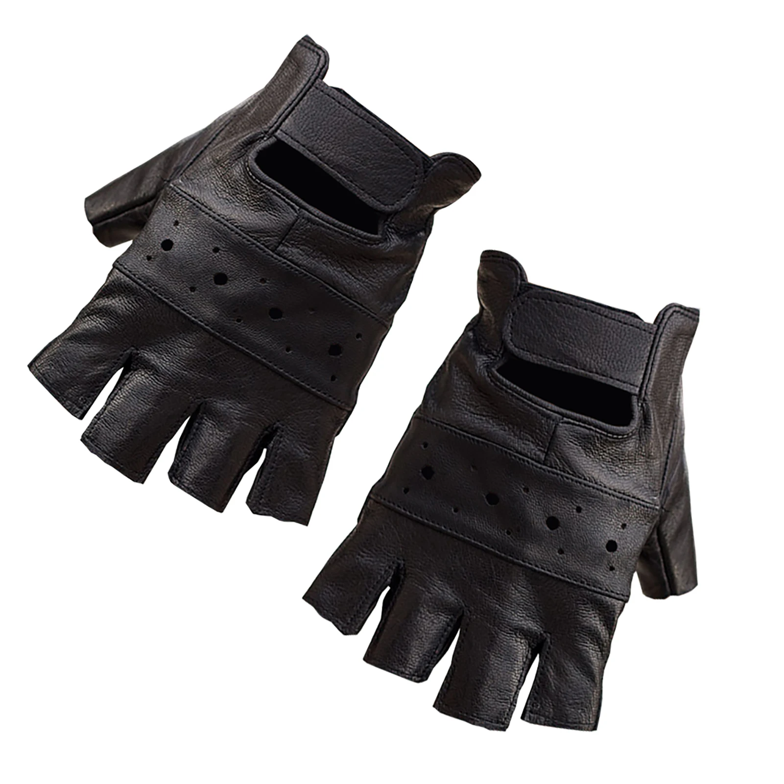 

Men Artificial Leather Outdoor Sports Half Finger Non Slip Black Motorcycle Gloves Fitness Adjustable Universal Lightweight