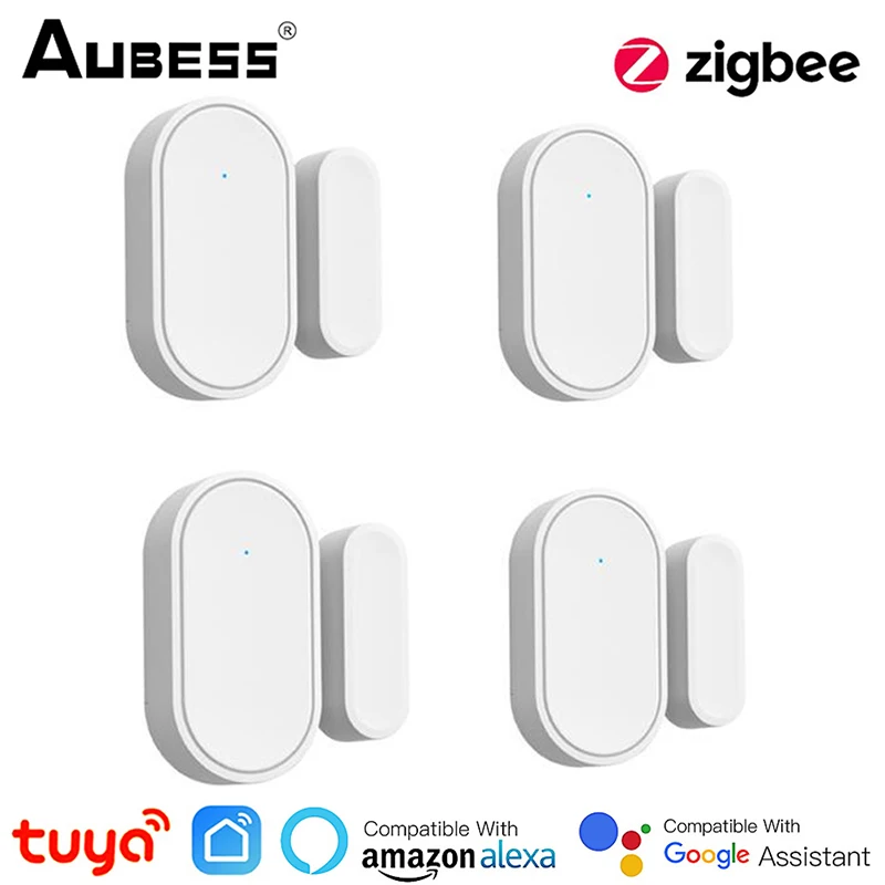 

Смарт-датчик двери Tuya Zigbee 3,0, детекторы открытия/закрытия дверей, охранная защита, управление через приложение через Alexa Google Home