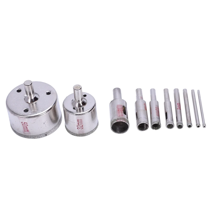 

10Pcs Diamond Hole Saw 3-50mm Drill Bit Saw Set Tile Ceramic Marble Glass Cutter