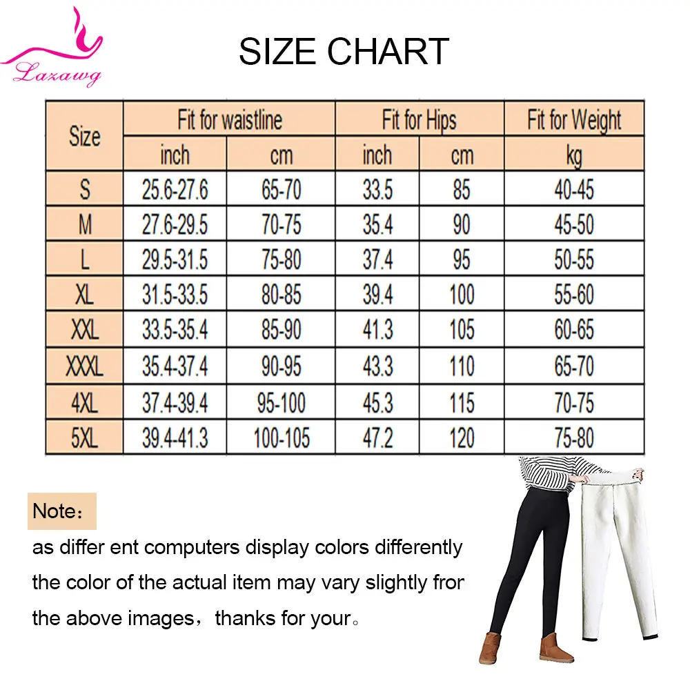 LAZAWG Winter Warm Thicken Leggings for Women Winter High Waist Trousers Slimming Black Grey Thermal Pants Daily Wear Softable
