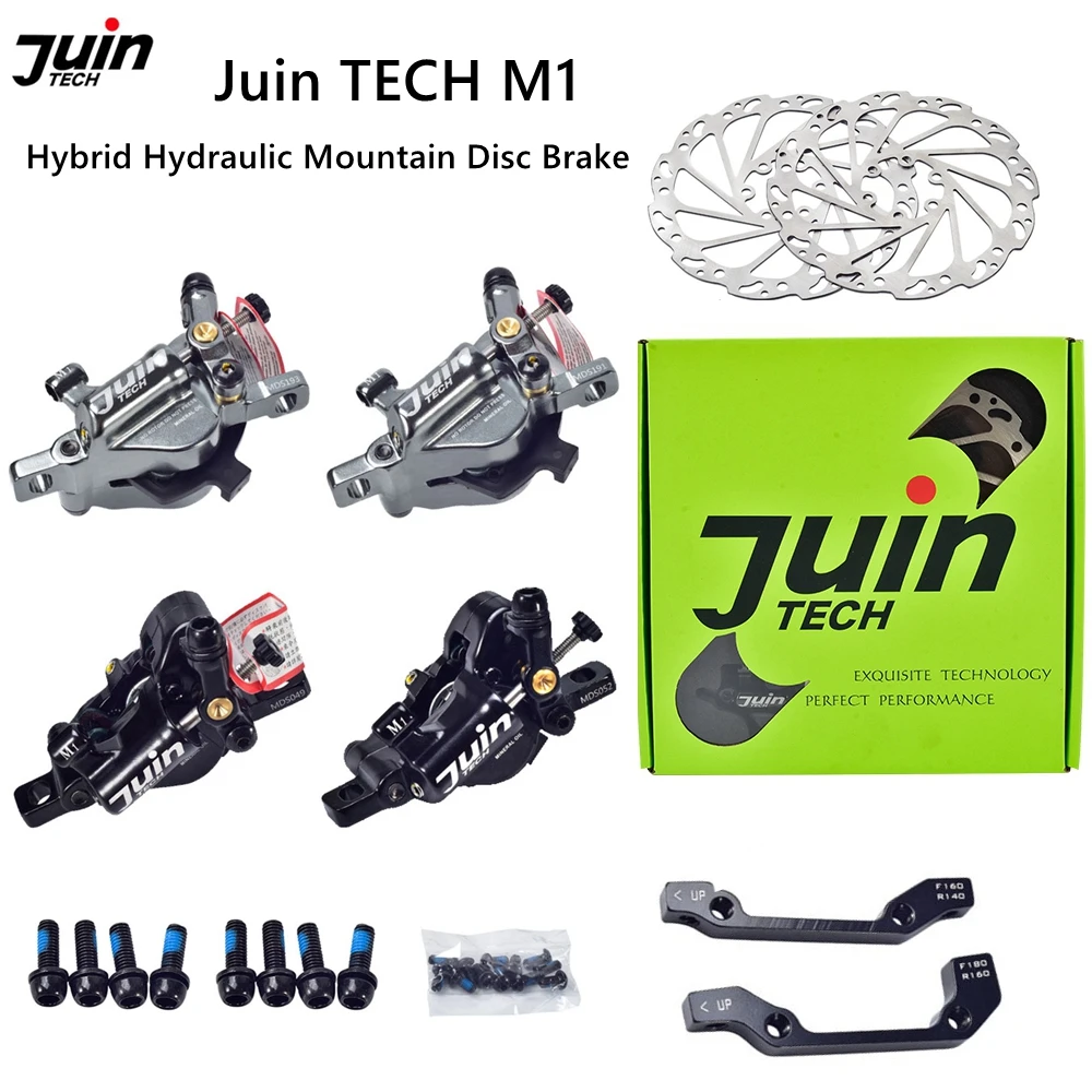 

Juin Tech M1 Hybrid Hydraulic Disc Brake Mountain Bicycle Dual-Piston Brake Caliper 160mm Rotors for MTB Mountain Bike Parts