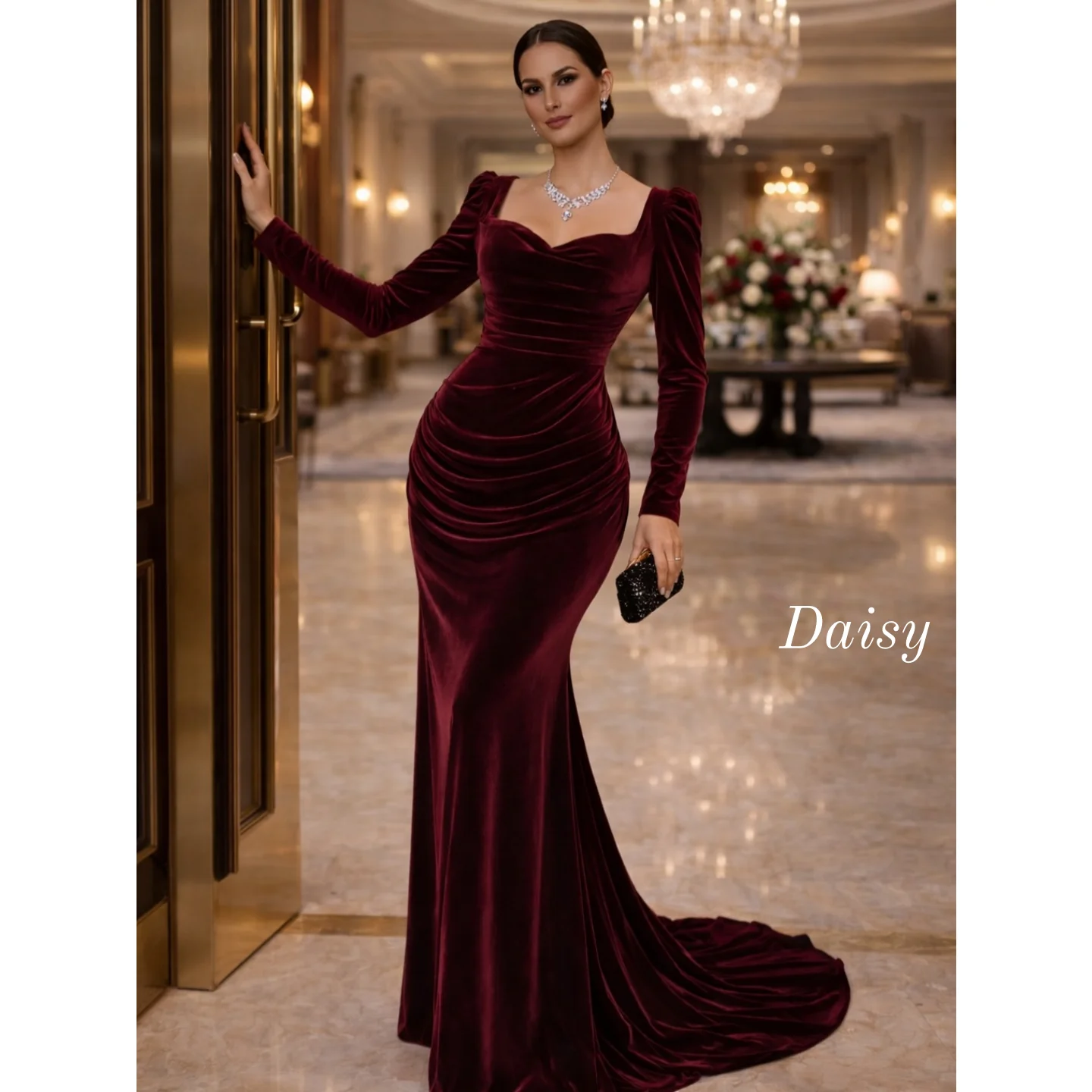 Фото Вечерние платья Fashionvane с длинными рукавами на заказ, красные, для женщин Саудовской Аравии, для гостей на свадьбу, без бретелек, для выпускного вечера, с накидками №5