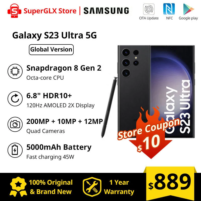 Новый Samsung Galaxy S23, ультратонкий телефон, 256 ГБ/512 ГБ, Snapdragon 8 Gen 2, 120 Гц, AMOLED, 2 дисплея, Android 13, 45 Вт, быстрая зарядка