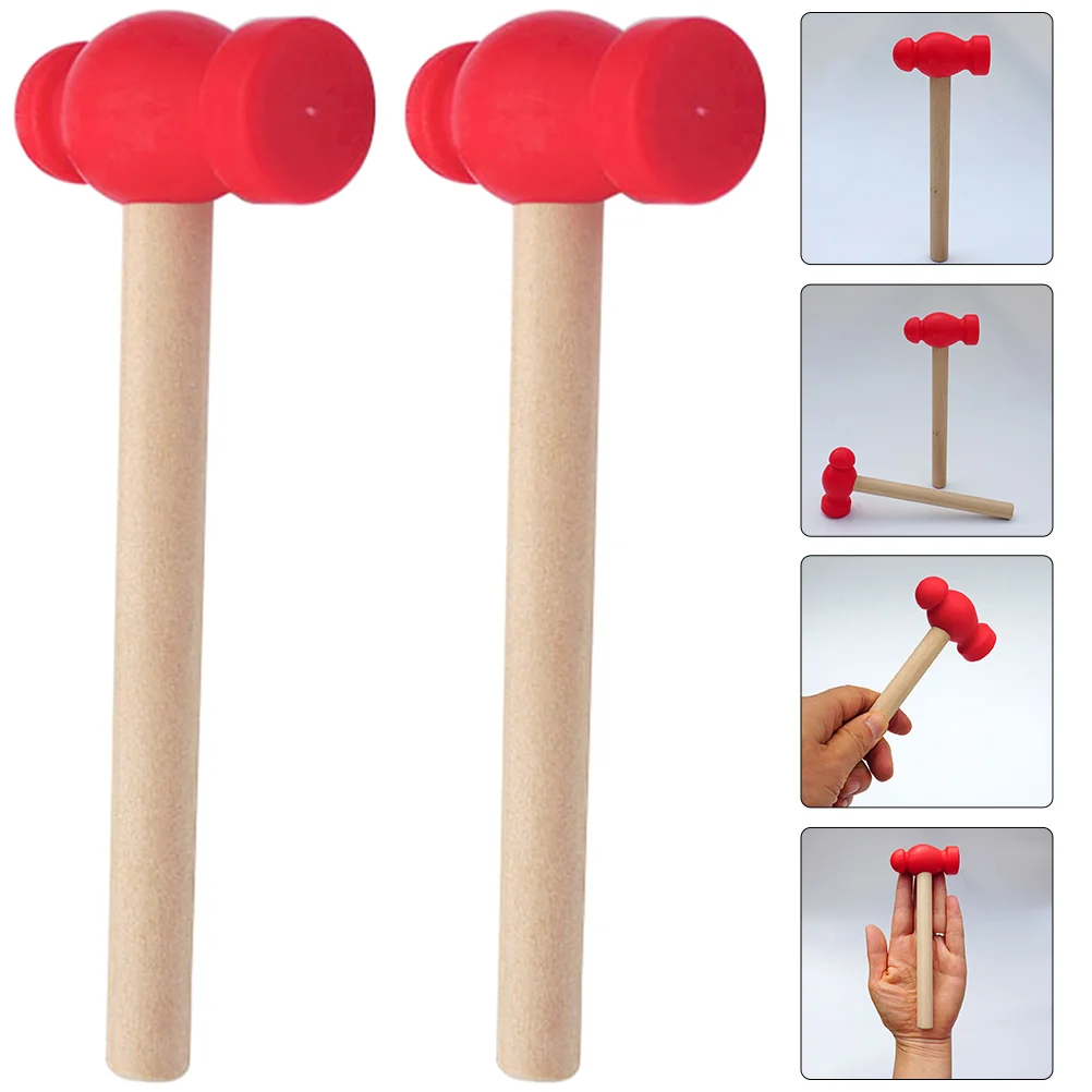

2 Pcs Wooden Hammer Baby Toy Fixing Home Repairing Tool Tools Reparing Interesting Simulation Hammers Child