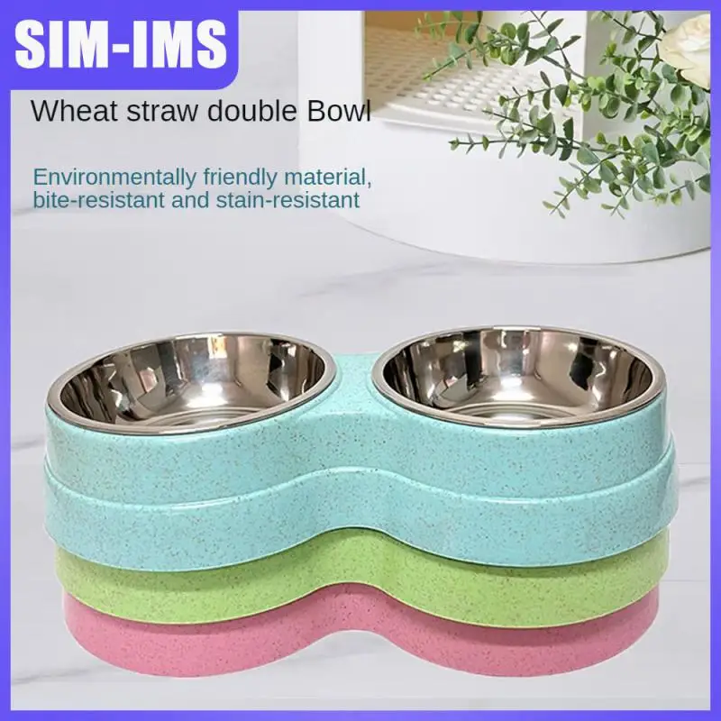 

Universal Bite And Dirt Resistance Cat Food Puppy Feeding Supplies Small Size Pet Drink Food Straw Double Pet Pet Food Bowl