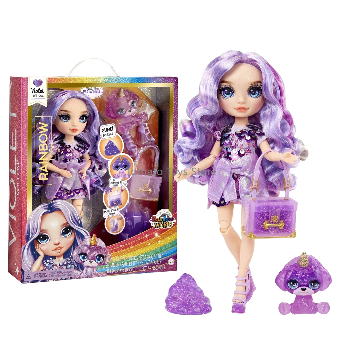 RAINBOW HIGH Модная кукла с набором слизи и талисманом Periwinkle Rainbow Magic Pet модные
