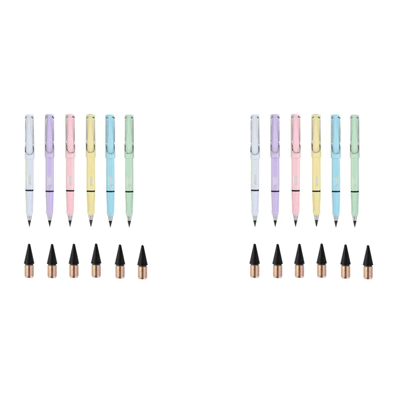 

12 шт. бесчернильные карандаши, долговечная Сменная головка карандаша, бесконечный карандаш, со сменным графитовым перьевым карандашом