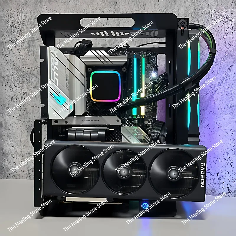 Фото Открытый корпус для ПК ATX/MATX, настольный, для ITX, с вертикальным подключением видеокарты, DIY, малый форм-фактор №3