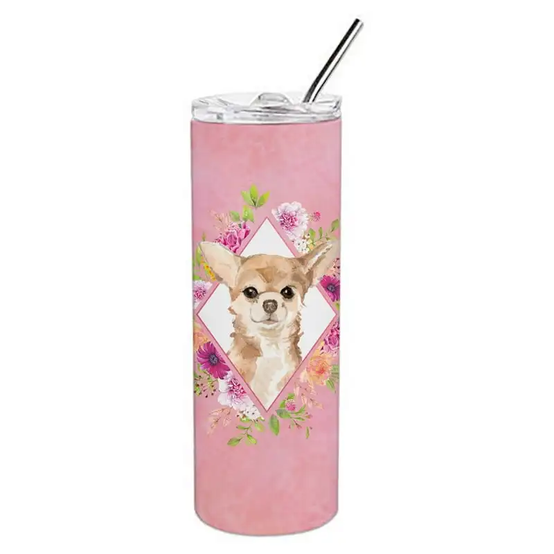 

Chihuahua Розовые цветы из нержавеющей стали 20 унций тонкий стакан, 20 унций, многоцветная унция стакан с ручкой стальные чашки бутылки для воды