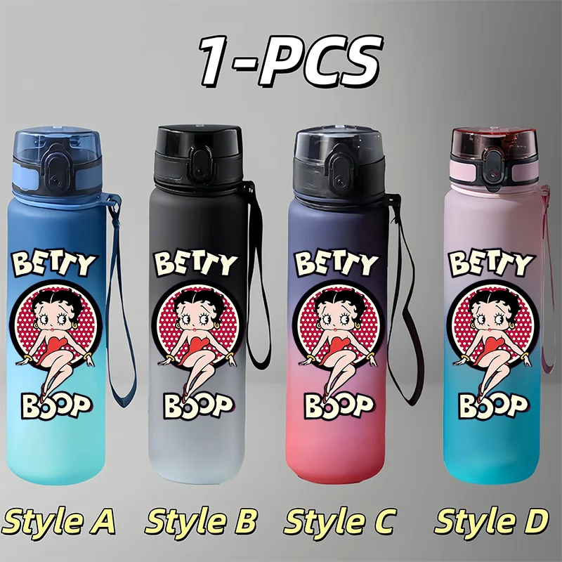 Фото Бутылка для воды Betty Boop Cartoon, 650 мл, градиентная, спортивная, портативная, для активного отдыха, подарки на праздники и фестивали №4