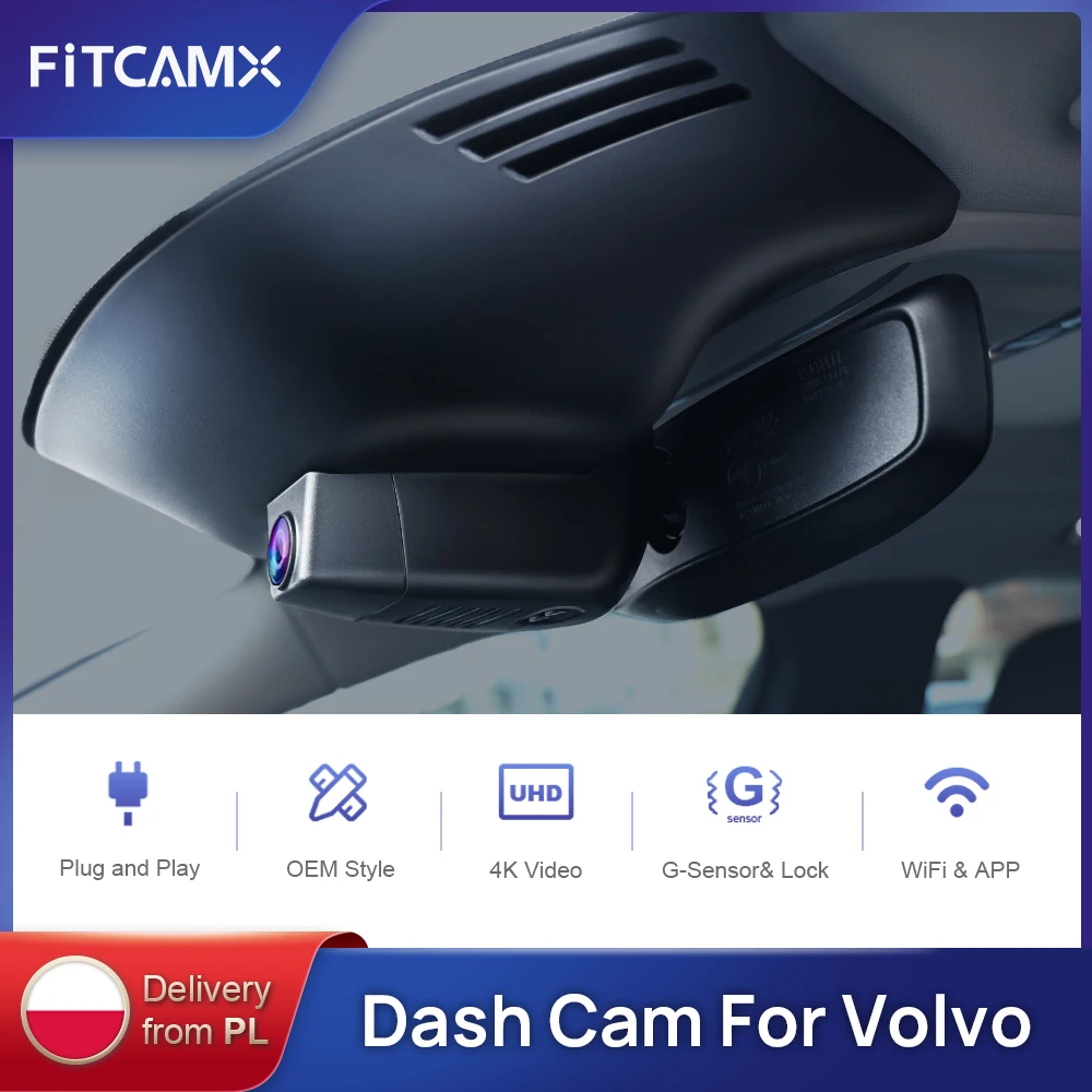 $168.00 Car DVR for VOLVO S60 S90 XC60 XC90 XC40 V60 V90 Polestar 2 2016 to 2022,Fitcamx Dash Cam 4K UHD,Wireless Dashcam for Volvo