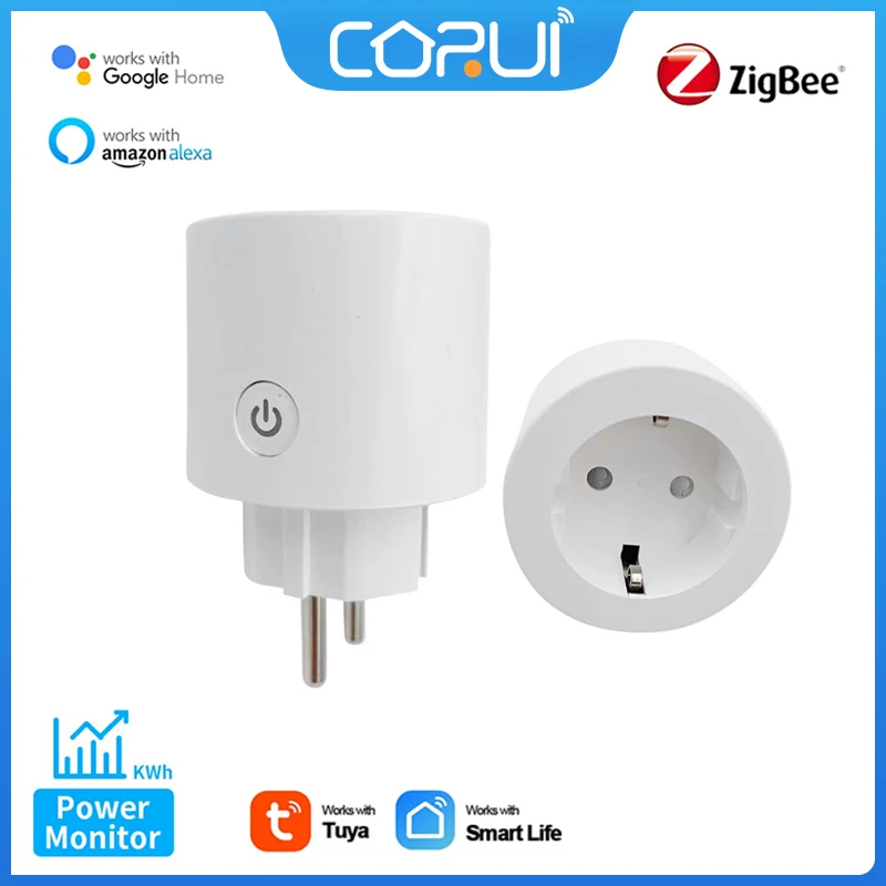 

CoRui Tuya ZigBee Smart Plug 16/20A EU Power Socket With Electricity Statistics Function Support APP Remote Control Voice Contro