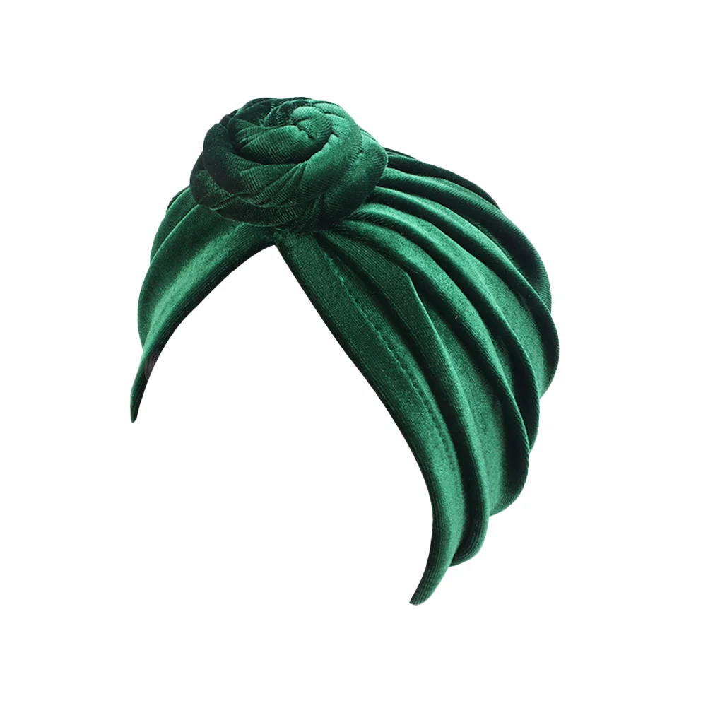

Stylish Swirl Bonnet Bohemian Hat National Style Turban Hat Green