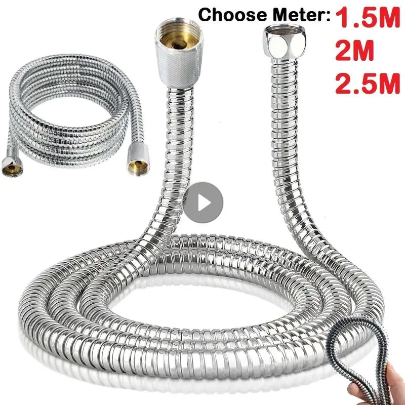 

3/2/1.5m Stainless Steel Flexible Shower Hose Plumbing Head Silicone Extension Hose Water Pipe Washers Head Showerhead Bath Tool
