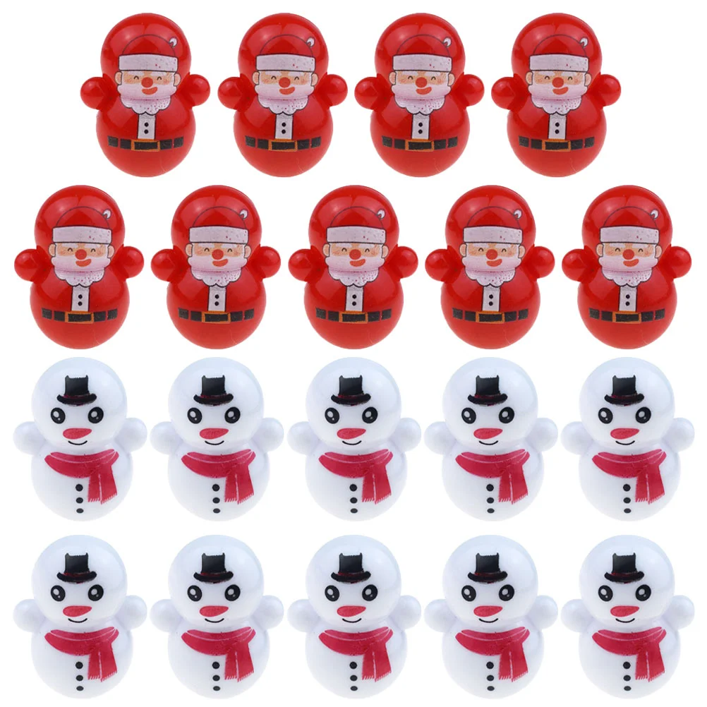 

30 Pcs Santa Claus Tumbler Ornament Decor Miniature Small Plastic Snowman Lovely Child Christmas Decorations