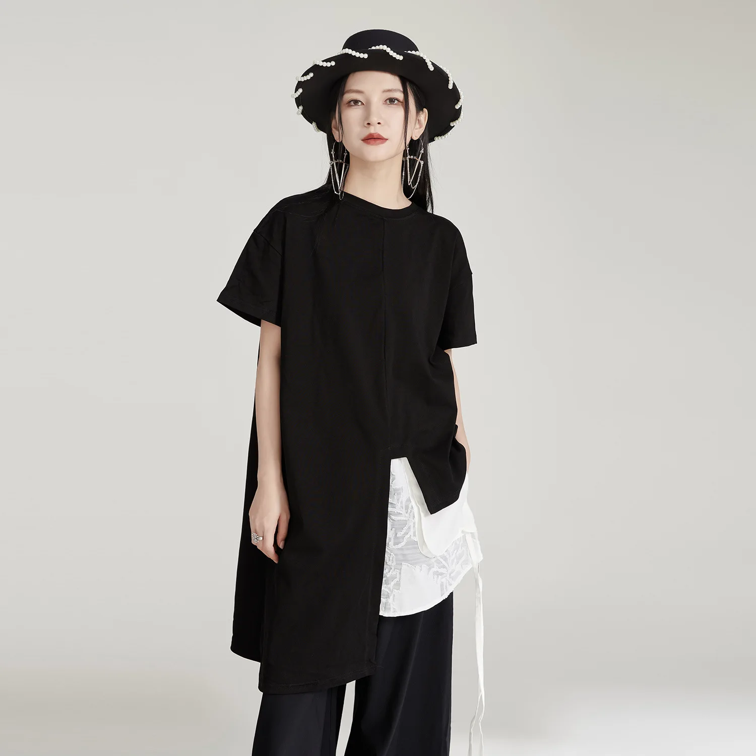 Женская футболка с коротким рукавом и круглым вырезом однотонная свободная