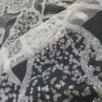 high quality white wedding gown material for sewing women striped dress shiny french net sequins glitter lace fabric by the yard