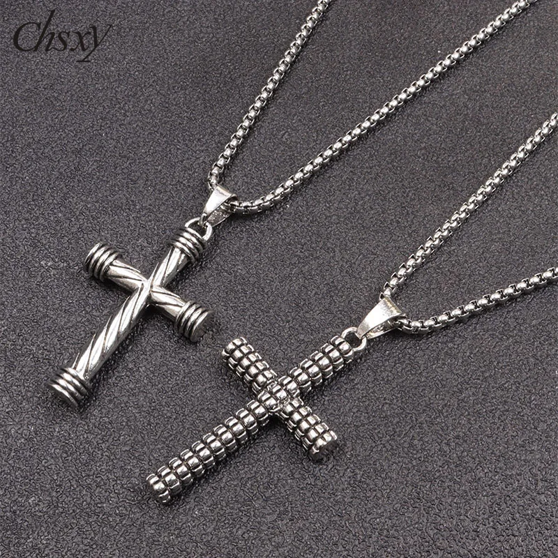 

Cross Pendants Necklace Stainless Steel Chain Fashion Simple Jesus Cross Necklaces For Men Women Jewelry Accessories Wholesale