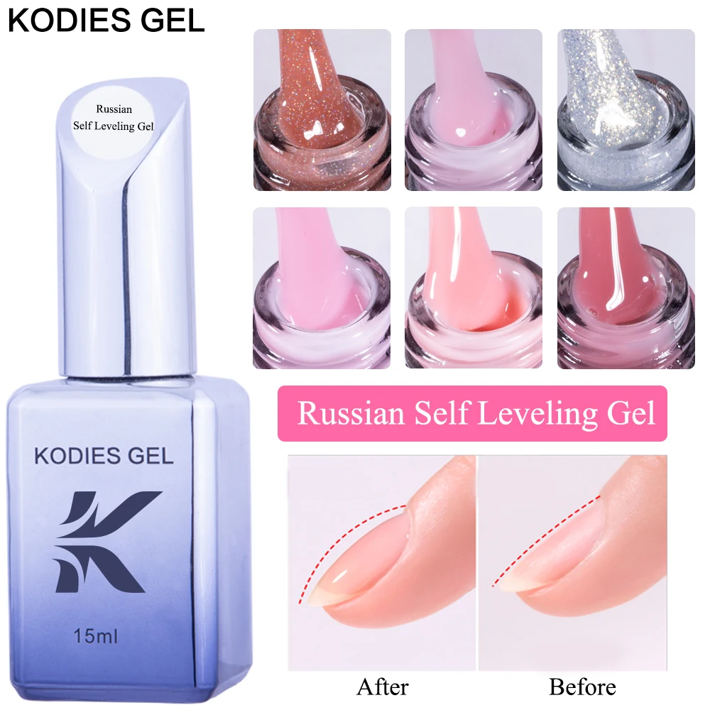 KODIES GEL Self Leveling Gel Nail Polish UV/LED Semi Permanent Varnish French Manicure Gellak 15ML Rubber Base Top Coat for Nail