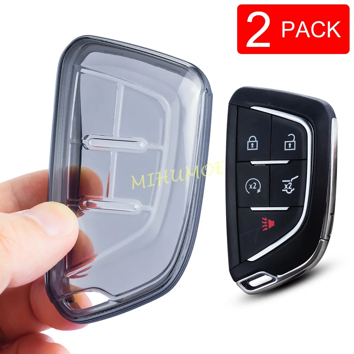 

Для Cadillac CT4 CT5 2020 2021 2022 2023-2025 LYRIQ XT4 2024 2025 черный/прозрачный чехол для автомобильного брелока, 2 шт.
