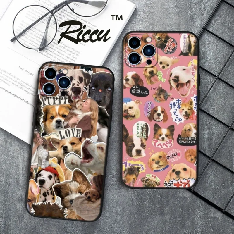 

Cute Family Dog Phone Case FOR IPhone 14 13 11 12 Pro 8 7 Plus X 13 Pro MAX XR XS MINI Soft Silicone Black Covers