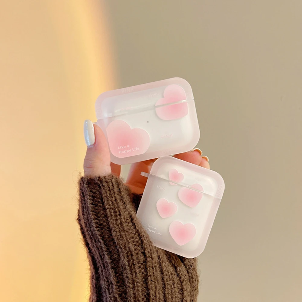 

Милый корейский чехол с розовым сердцем для Apple AirPods 1 2 Pro, чехол для AirPods Pro, чехол для наушников, аксессуары для беспроводных наушников