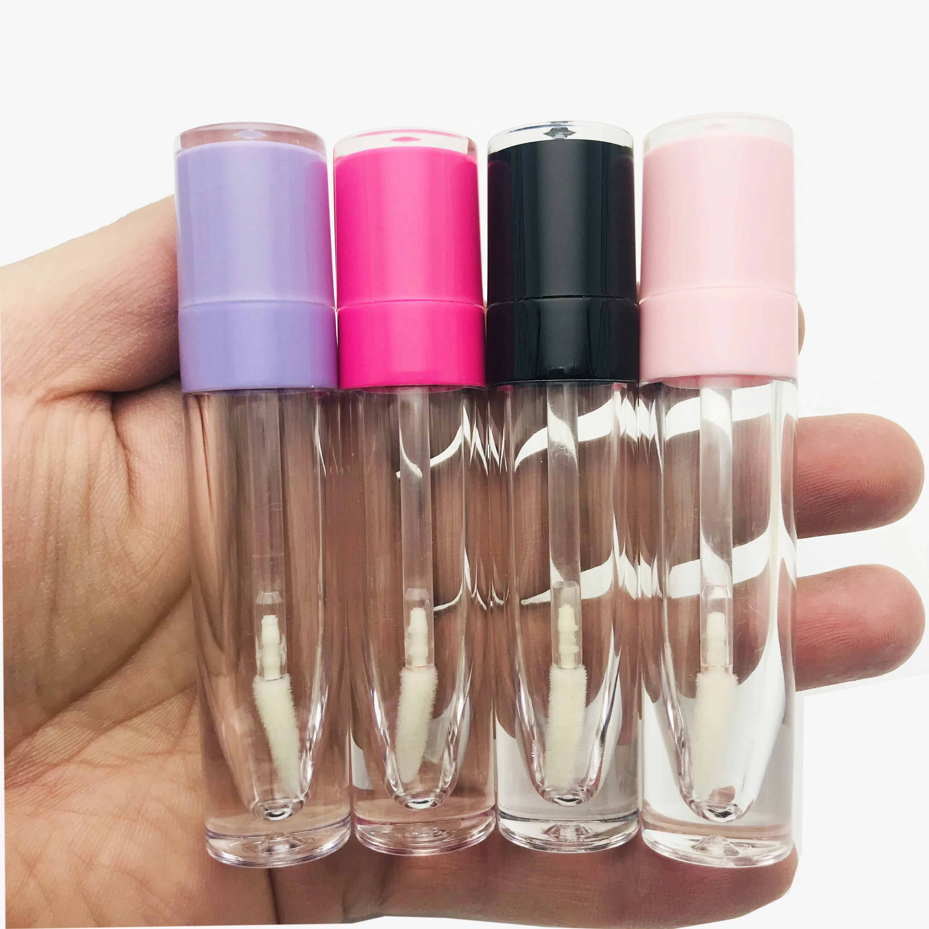 

Wholesale Cute 5ml Empty Lip Gloss Tube Plastic Bottle Clear Round DIY Lipstick Container Refillable Lip Balm tube Make up Tools