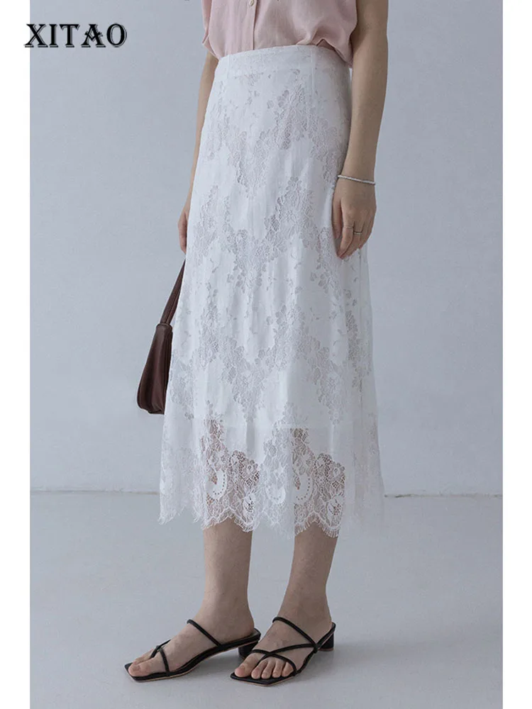 

XITAO Mesh Skirt Fashion Women Elegant Goddess Fan White Black Minority 2022 Summer Goddess Fan Loose Elegant Skirt WMD6813