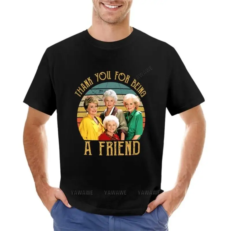 

Футболка мужская хлопковая, винтажная Простая рубашка с надписью «Спасибо за друзей», тяжелая футболка, черный цвет