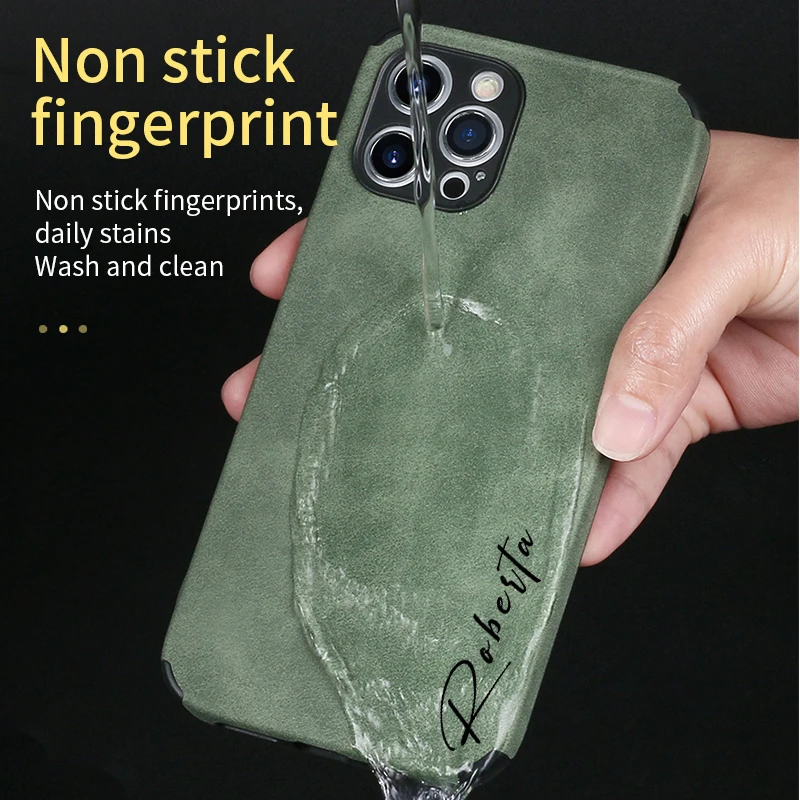 Korean Personalised Case For iPhone 14 13 12 11 Pro Max Customized Name Lambskin Leather Luxury Cover 13 14 Pro Max Gifts DIY