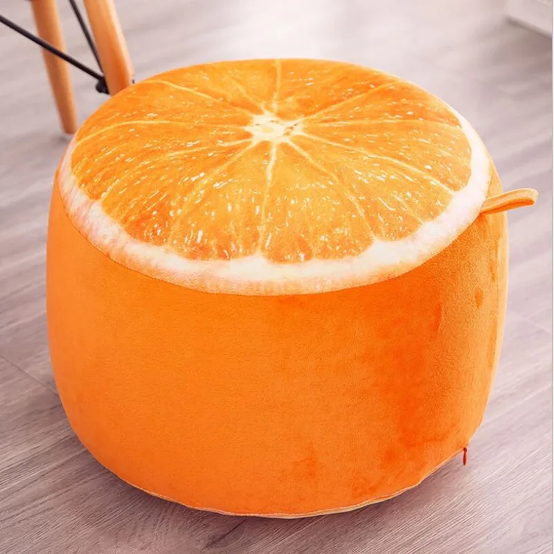 

Stool Thickening Modern Inflatable Cover Cartoon Plush 3D Fruit Pouf Chair Lovely Inflatable Cotton Pneumatic Stools Portable