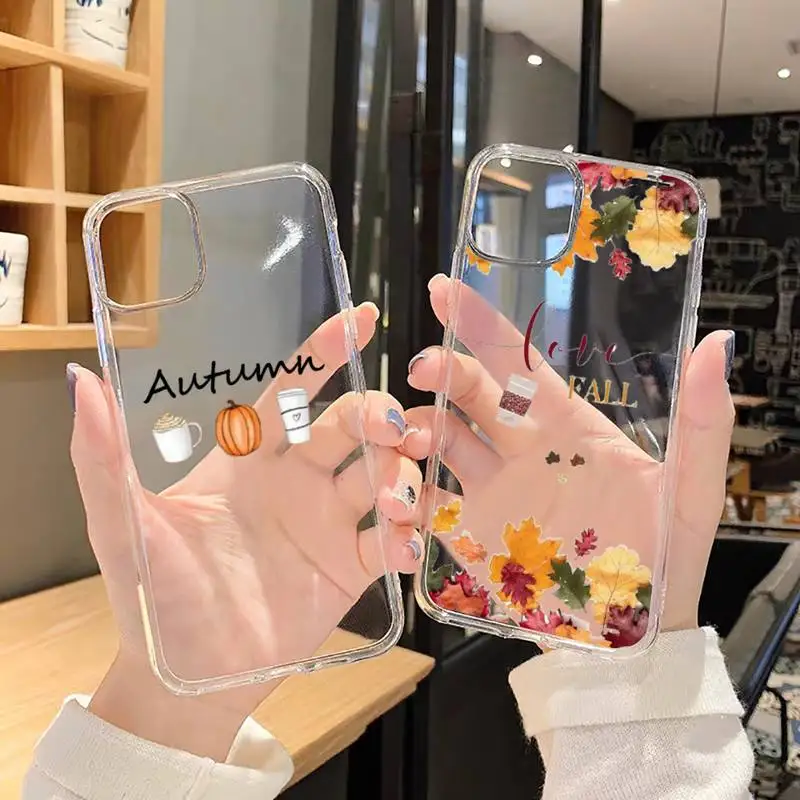 

Pumpkin Autumn fall leaf Phone Case For iphone 13 14 12 11 8 7 plus mini x xs xr pro max Transparent