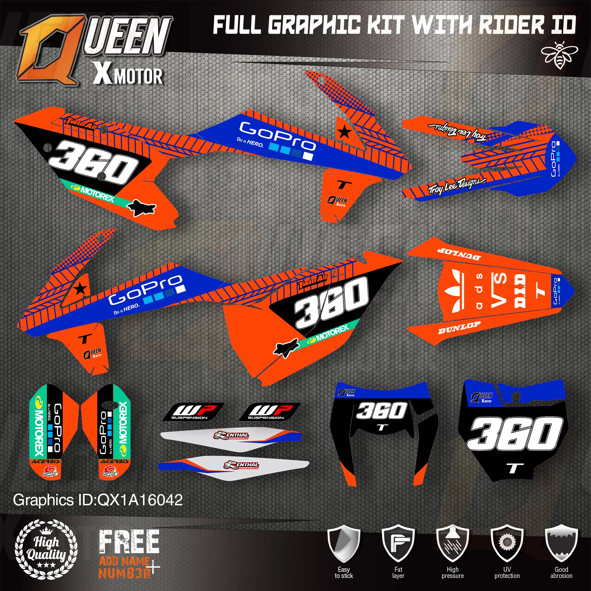 

Оригинальные графические наклейки QUEEN X MOTOR Team, Набор наклеек для KTM 2016 2017 2018 SX SXF , 2017 2018 2019 EXC Φ 042