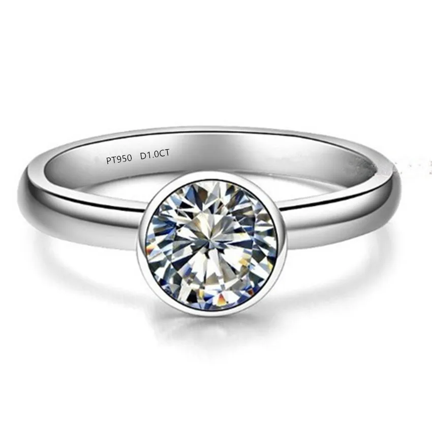 

Тесты положительный 1CT 6,5 мм D муассанит кольцо с бриллиантом твердых платины PT950 Для женщин свадебные Обручение обручальное кольцо "подарок ...