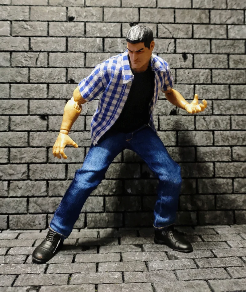 

Мужская рубашка в клетку, футболка и джинсы, на фигуру 6 дюймов