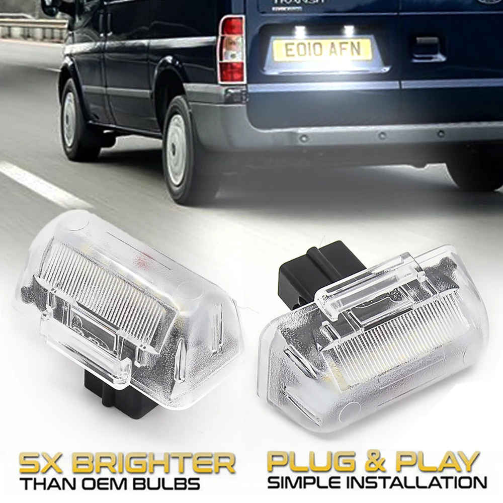 

2Pc For Ford Transit MK6 MK7 1985-2013 For Ford Transit Connect 2002-2013 OEM#4388111 LED License Number Plate Light