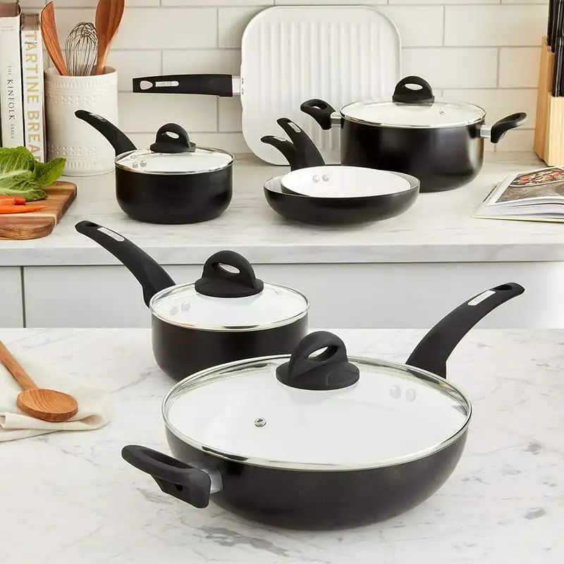 

Herstal 11 Piece Aluminum Cookware Set in Black