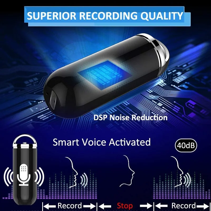 

Voice Activated Recorder 2400 Hours Recording Capacity Keychain Audio Recording Suitable 8GB TO 32GB for Lectures and Meetings