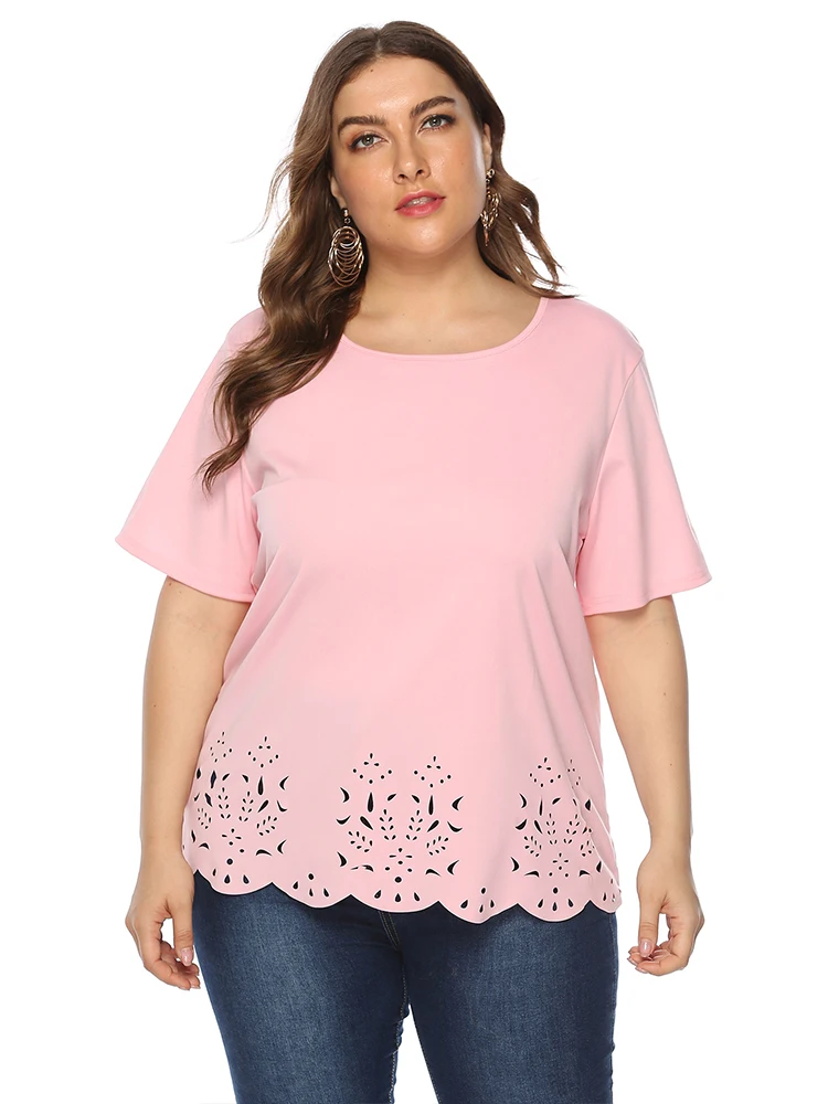 2022 Short Sleeve For Women's Tunic Peplum Fashion Tops Solid Blouse Tee Plus Size Women Clothing Summer Casual T Thirt