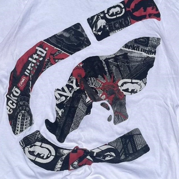 Фото Модная футболка Ecko Rhino с принтом в стиле Y2K, унисекс-топ из чистого хлопка для пар, ретро-футболка с коротким рукавом №3