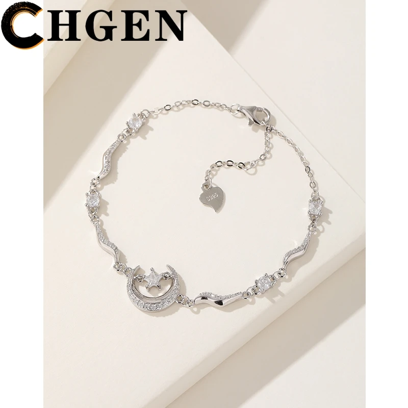 

CHGEN S925 Серебряное женское ожерелье Роскошные ювелирные изделия Луна Звезда дизайнерские Ручные ювелирные изделия праздничный подарок новый стиль