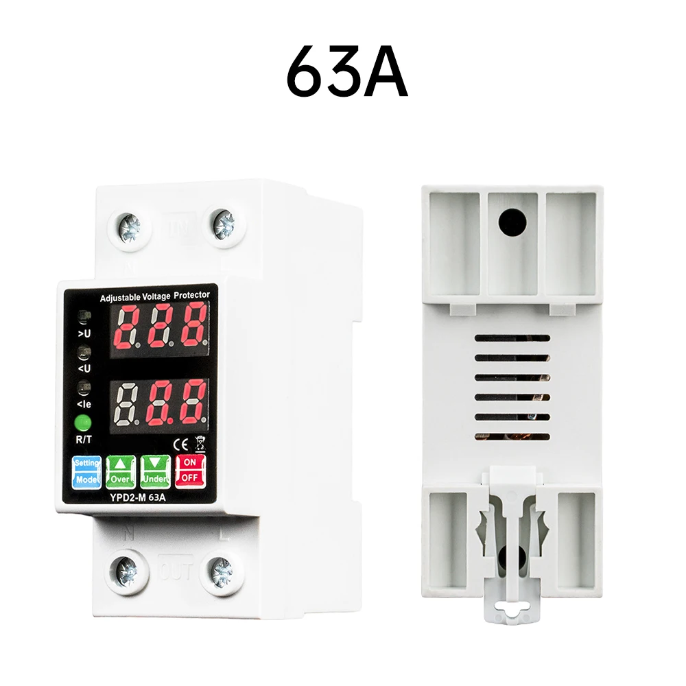 40A 63A AC 230V Амперметр напряжения на DIN-рейку Защитное устройство от перенапряжения