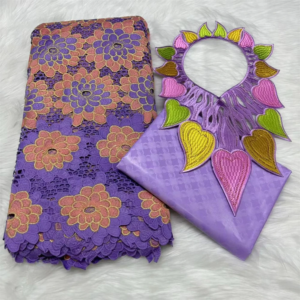 2 5 ярдов африканская кружевная ткань и простой базин шея комплект из 3 предметов