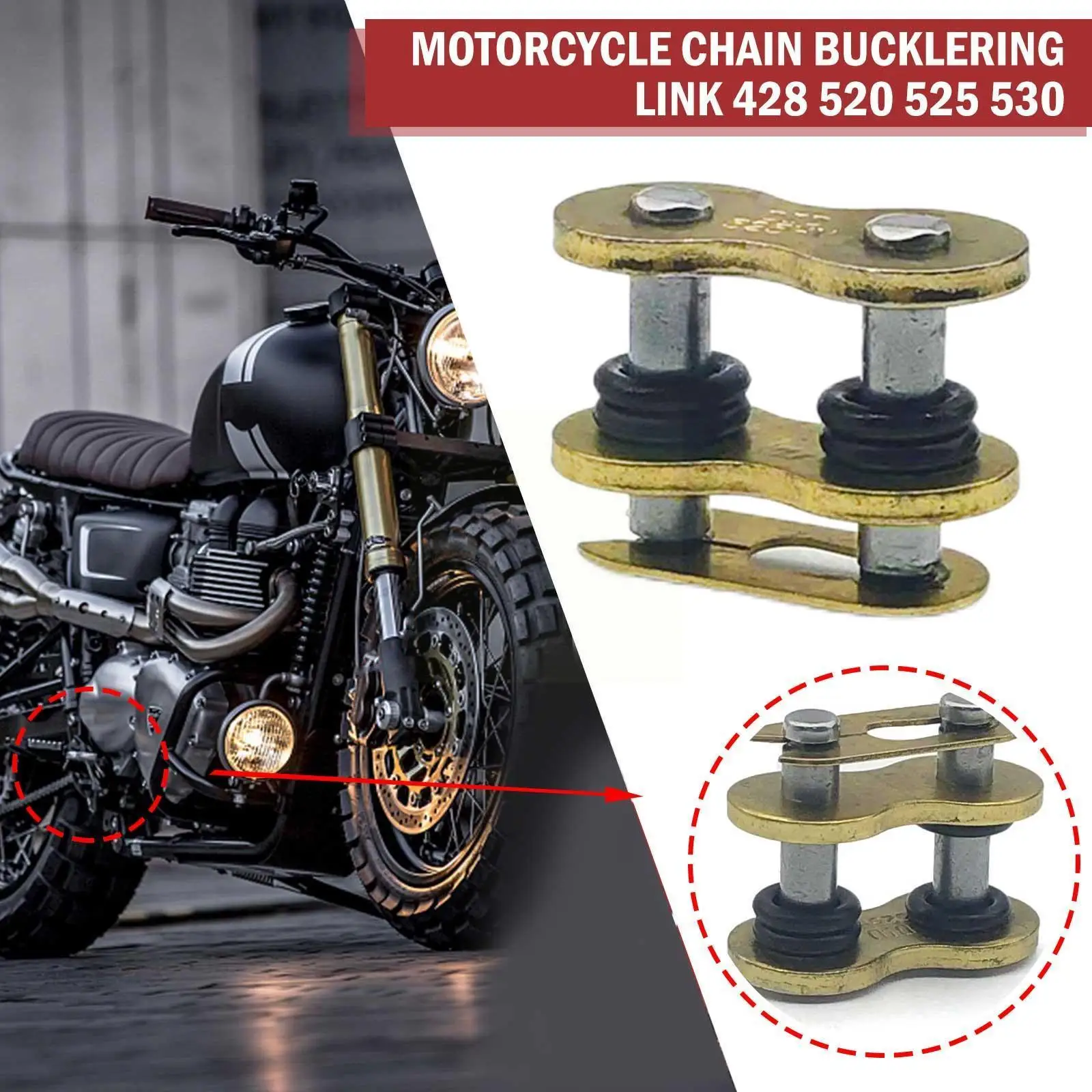 

Motorcycle Chain Buckle Ring Link 428 520 525 530 Heavy Link Chain Connector O-Ring Joint Lock Chain Connecting Master With X0Z3