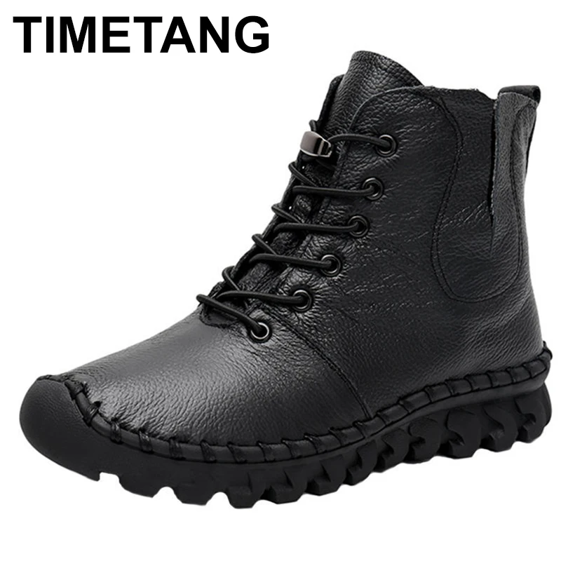 

Genuine Leather Shoes Women Boots 2023 Autumn Winter Fashion Handmade Ankle Boots Warm Soft Outdoor Casual Flat Shoes Woman