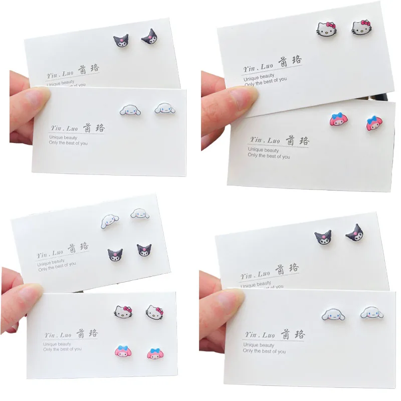 

Sanrios My Melody Kuromi Cinnamoroll Kittys Anime Kawaii Student Earrings Are Hypoallergenic Ear Studs Birthday Gift Friend