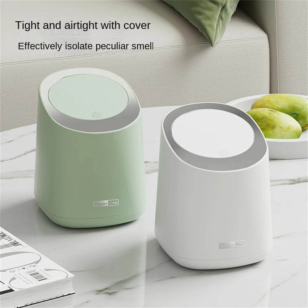 

2023 High Quality Home Desk Dustbin Portable Trash Can Waterproof Creative Desk Dustbin Storage Box Home Light Luxury Push Type