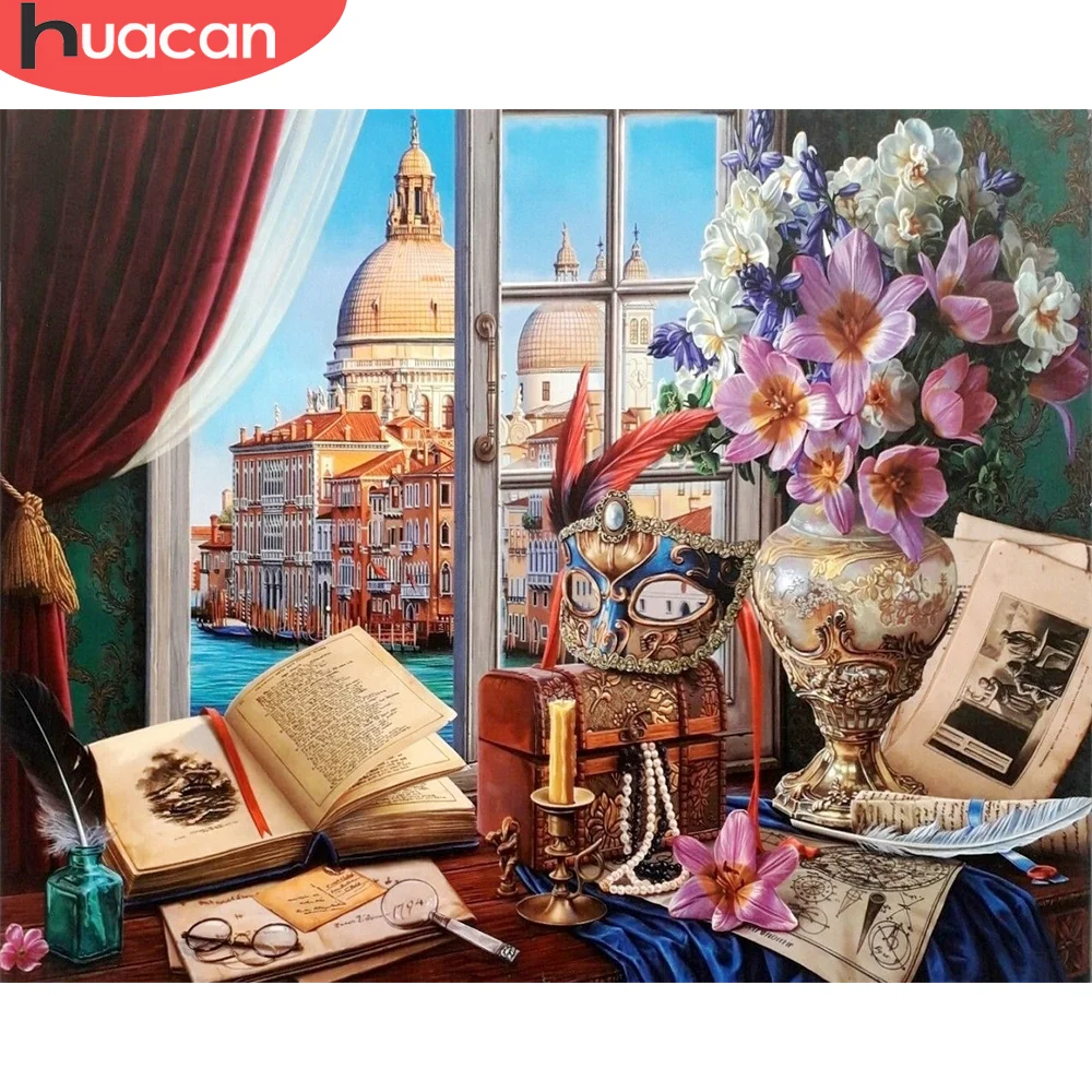 

HUACAN Picture By Number City Landscape Kits Hand Painted Oil Painting By Numbers Town On Canvas HandPainted Decoration Art Gift